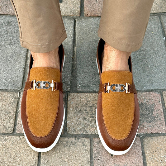 BROWN SUEDE TWO TONE LOAFER