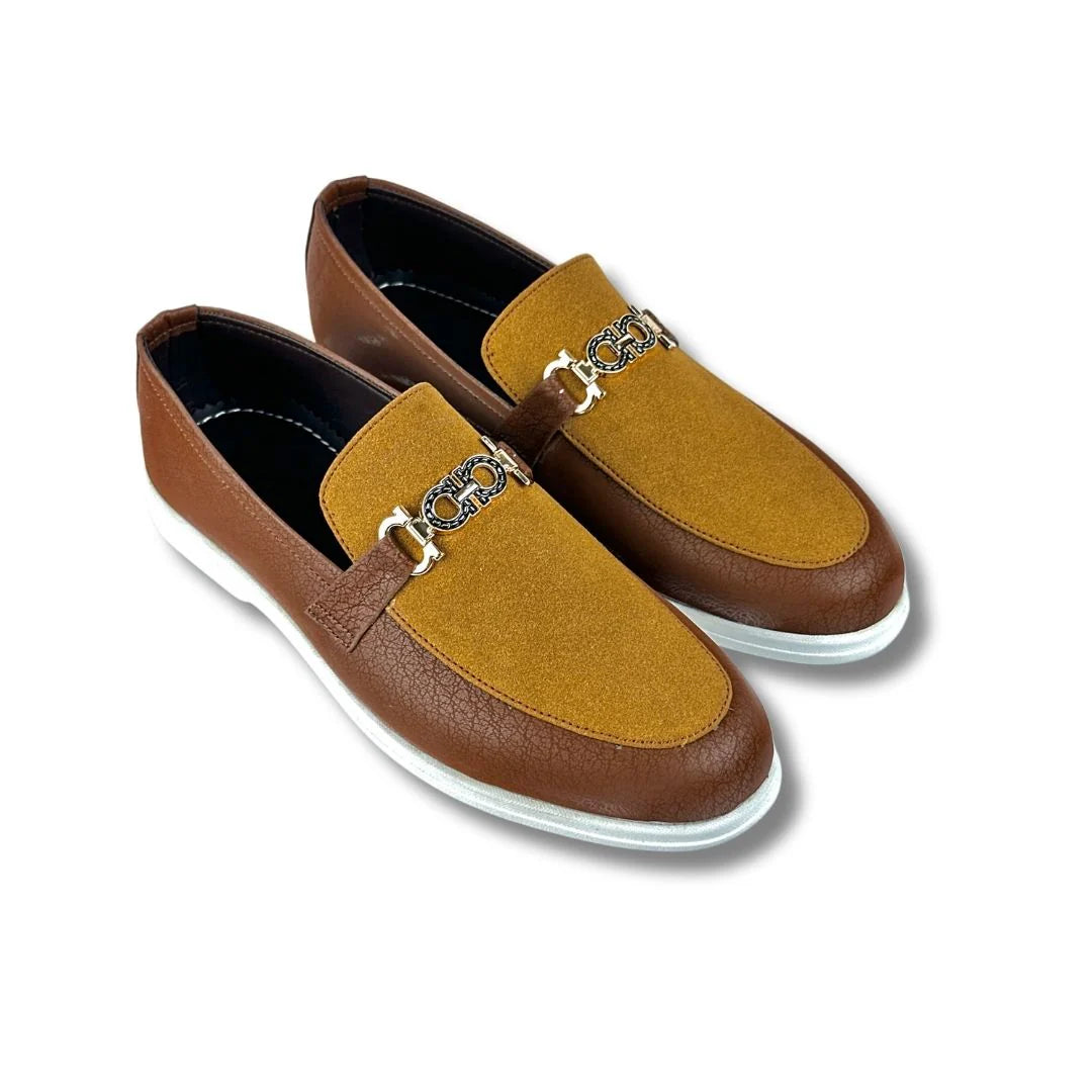 BROWN SUEDE TWO TONE LOAFER