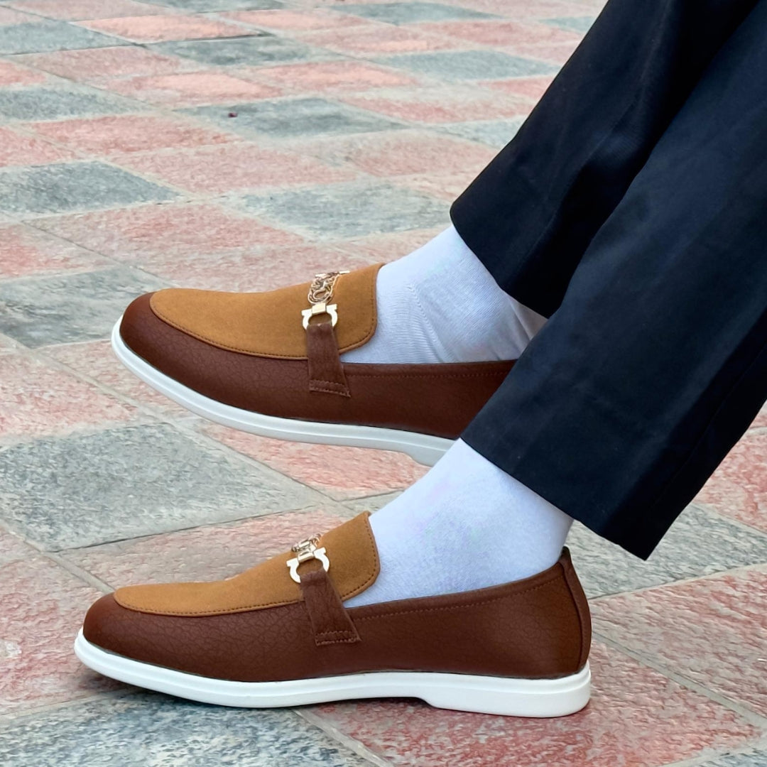 BROWN SUEDE TWO TONE LOAFER