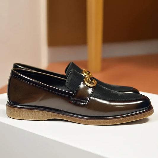 Shaded Brown With Suade Pattern leather Loafer with Premium Gel soul