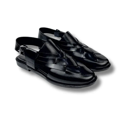 BLACK STRAP LEATHER PESHAWRI SANDAL