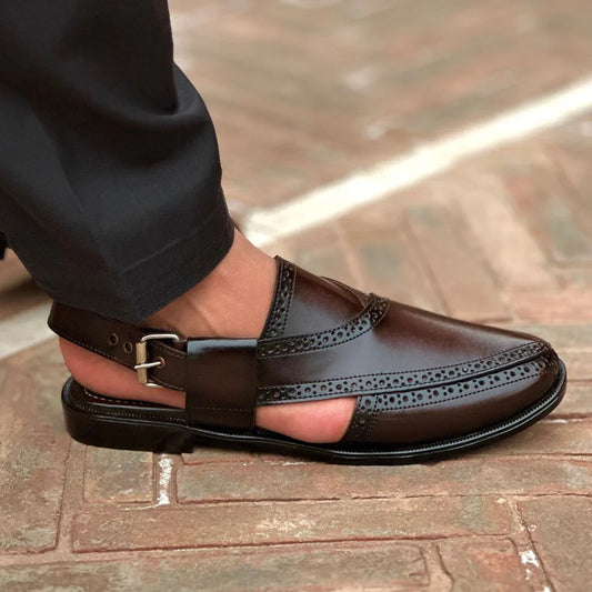 Dark Brown Leather Peshawari Sandal