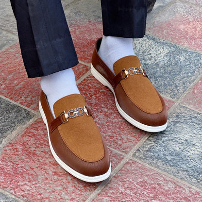 BROWN SUEDE TWO TONE LOAFER