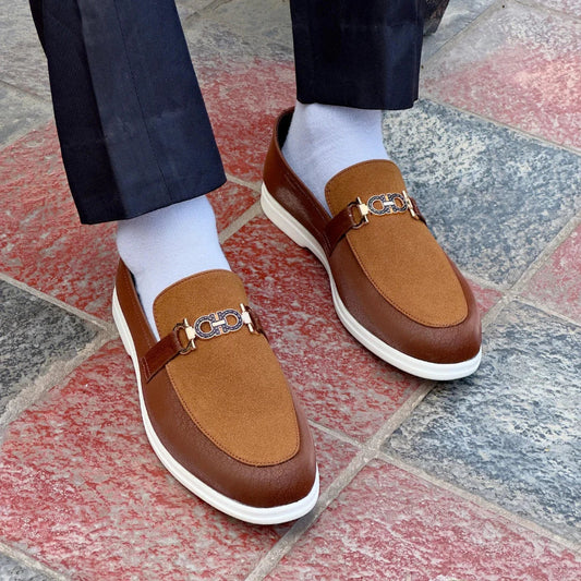 BROWN SUEDE TWO TONE LOAFER