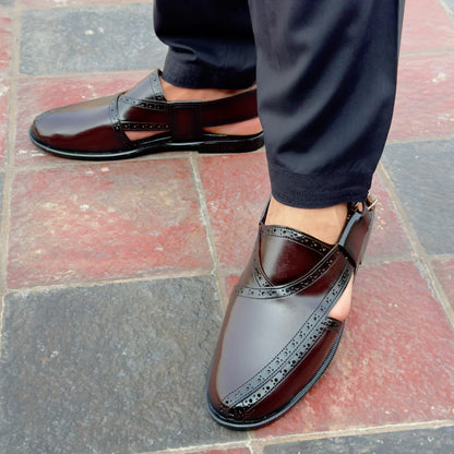 BROWN LEATHER PASHAWRI SANDAL