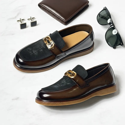 Shaded Brown With Suade Pattern leather Loafer with Premium Gel soul