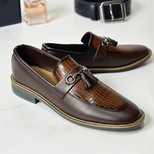 Hand Stiched Brown Croc Pattern Premium Loafer