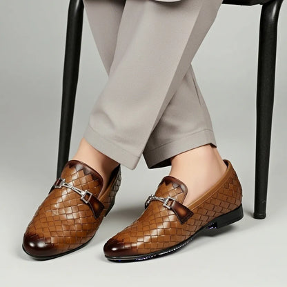 Woven Leather Loafers Lite Brown
