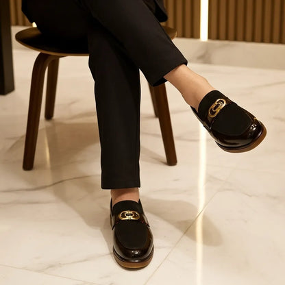 Shaded Brown With Suade Pattern leather Loafer with Premium Gel soul