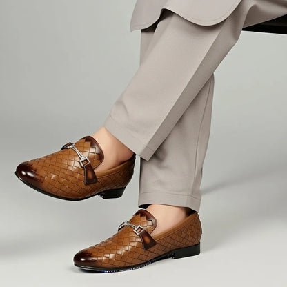 Woven Leather Loafers Lite Brown