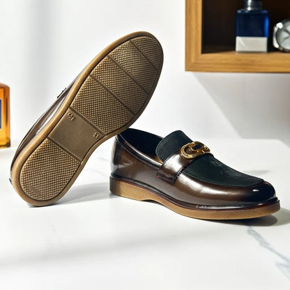Shaded Brown With Suade Pattern leather Loafer with Premium Gel soul