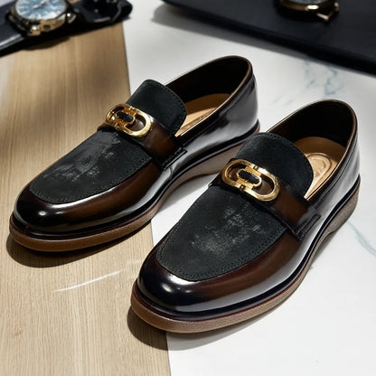 Shaded Brown With Suade Pattern leather Loafer with Premium Gel soul