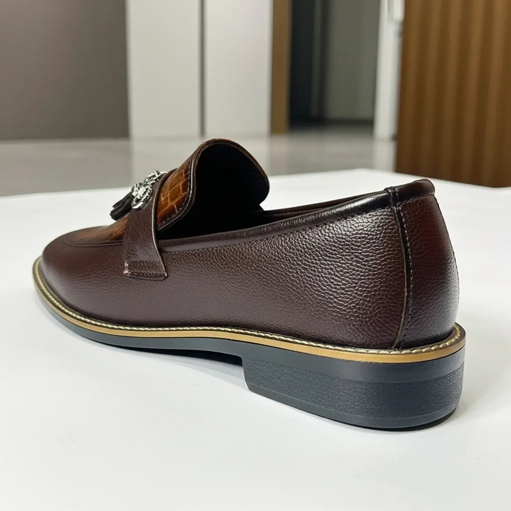 Hand Stiched Brown Croc Pattern Premium Loafer