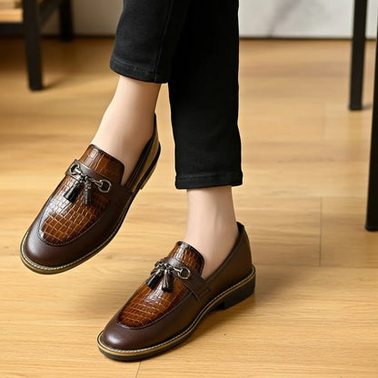 Hand Stiched Brown Croc Pattern Premium Loafer