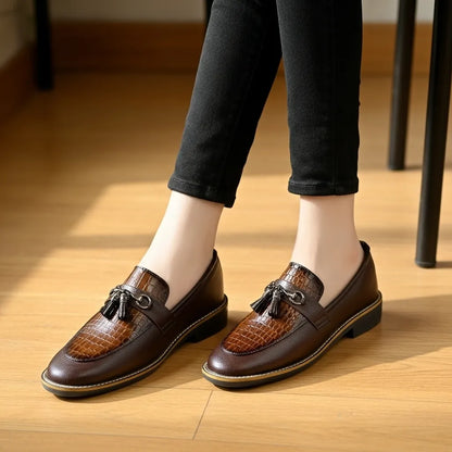 Hand Stiched Brown Croc Pattern Premium Loafer