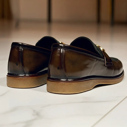 Shaded Brown With Suade Pattern leather Loafer with Premium Gel soul
